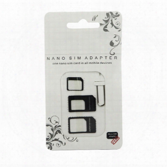 Nano Sim Card Adapter 4 In 1 Micro Sim Adapter With Eject Pin Key Retail Package For Iphone 5/5s/6/6s/samsung