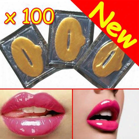 New Golden Collagen Lip Gel Mask Anti-wrinkles Plump Moisturize Lips Massage Mask Patch 100 Pcs / Lot