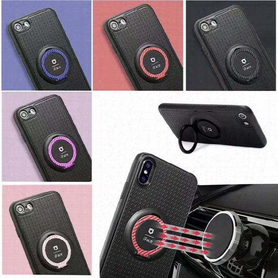 New Iface Serise Cellphone Case For Iphone X Iphone 8 8 Plus Magnetic Car Ring Holder For Samsung S8 S7edge Tpu Phone Case