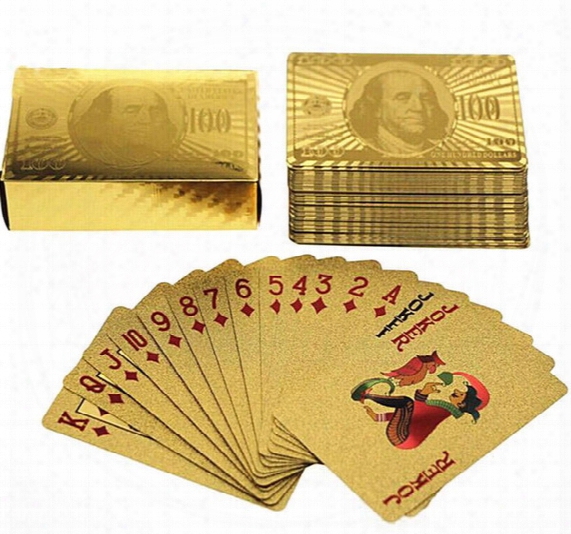 New Luxury Full Gold Of Poker Deck Of Foil Dollar Style Plating Poker Playing Cards 24k Gold Foil Plated Poker Card Playing Card Game