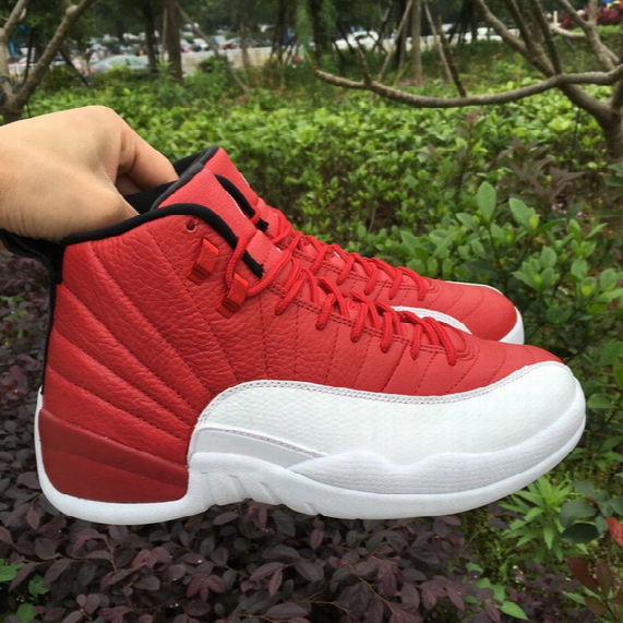 Real Carbon Fiber 2016 Top Quality Air Retro 12 Gym Red White Men Basketball Shoes 12s Sports Shoes Sneakers Size 8-13
