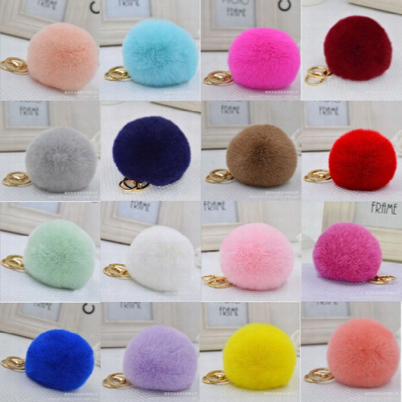 Real Rex Rabbit Fur Balls Pompom Cell Phone Car Keychain Pendant Handbag Charm Key Ring Plush Key Chain Bag Pendant Keychain Bag Accessory