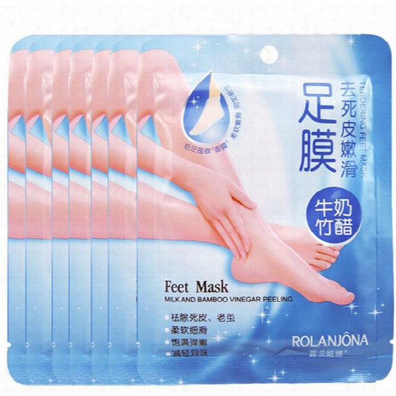 Rolanjona Feet Mask Milk And Bamboo Vinegar Feet Mask Skin Peeling Exfoliating Dead Skin Remove For Feet Care Mr435