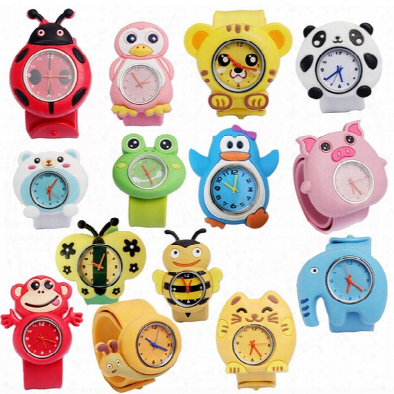 Silicone Animal Slap Snap Watch Mix Styles Cartoon Children Watch Wrist Watches Candy Gift Watches For Kids