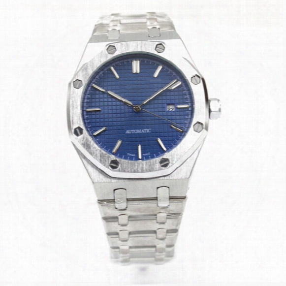 Top New Luxury Men Royal Automatic Sweep Movement Watch Blue Face Date Offshore Stainless Steel Strap Perfect Quality Mens Watches