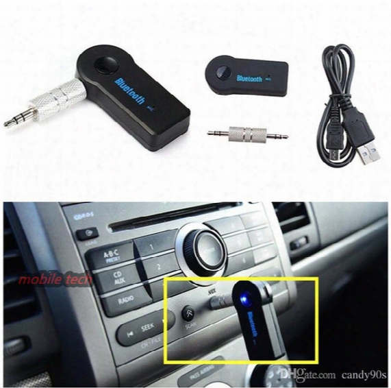 Universal 3.5mm Bluetooth Car Kit A2dp Wireless Aux Audio Music Receiver Adapter Handsfree Mic For Phone With Retail Box