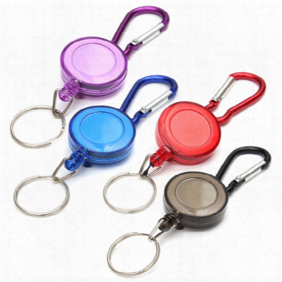 Wholesale Keychains Spreader Carabiner Mini Practical Multicolor Badge Retractable Reel Strap Belt Clip Key Ring